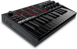 Akai Professional MPK Mini MK3 - Controlador de Teclado MIDI USB com 25 Teclas, 8 Pads de Bateria Iluminados, 8 Knobs, Software de Produção Musical e Pacote de Sons da Native Instruments, Preto