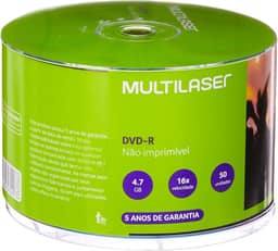 Multilaser DV060, Mídia Dvd-R Shrink Capacidade 4.7Gb 16X, Branco, 50 Unidades