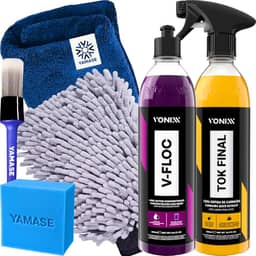 Kit V-Floc Shampoo Neutro Super Concentrado Automotivo + Cera Liquida Protetora Tok Final Vonixx Luva Pano Microfibra