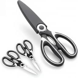 Tesoura de Cozinha Multiuso Premium Inox com Bainha Protetora Cortes Precisos Carne Frango Peixe Ervas Legumes Frutas Uso Profissional e Doméstico 21 cm