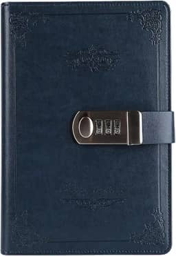 Notebook Digital Senha Retrô Privacidade Diários Combinação Fechadura Diário de Couro Bloqueio Diário de Bloqueio, Azul