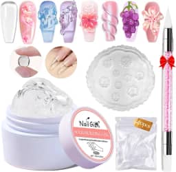 NAILGIL Gel de construção sólido para unhas, gel rígido não pegajoso para escultura em 3D, modelagem e extensão, kit de ferramentas transparente de 15 g