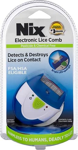 Nix Pente eletrônico para piolhos mata instantaneamente piolhos e ovos e remove do cabelo, branco/azul, 1 unidade (pacote com 1)