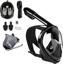 Máscara de Snorkel Full Face com Suporte para GoPro, Kit Completo 180° Visão Panorâmica, Antivapor e Antivazamento, Para Homens e Mulheres