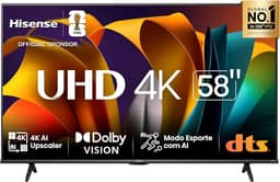 Hisense Smart TV UHD 4K DLED 58" Polegadas 58A6N com HDR10+ Dolby Vision Game Mode Controle por Voz Alexa Built-In AirPlay