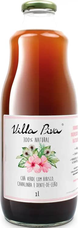 Villa Piva, Chá Pronto, Sabor Chá Verde Com Hibisco Dente De Leão e Cavalinha, 1Litro