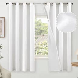 Cortinas blackout para quarto de 153 cm de comprimento, conjunto de 2 painéis, isolamento térmico, 100% blackout, privacidade, isolamento acústico, ilhós, cortinas de linho de casa de fazenda, para
