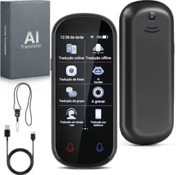 Dispositivo Tradutor de Idiomas, Traductor Eletrônico Bidirecional de Voz em Tempo Real Suporta 138 Idiomas, Offline, Gravação e Tradução de Fotos para Aprendizagem