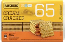 Biscoito Cream Cracker 65 Rancheiro 216g – Crocante, 65% Menos Gordura e Vegano