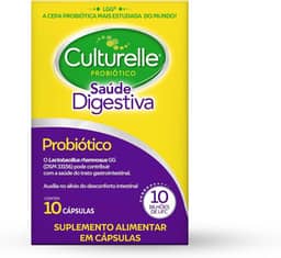 Culturelle Probiótico Saúde Digestiva, Suplemento Alimentar Diário, Com Lactobacilos, Sem Glúten, Sem Lactose, 10 Cápsulas