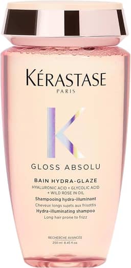 Kérastase, Shampoo Iluminador, Gloss Absolu, Hydra-Glaze, para todos os tipos de cabelos, com ácido hialurônico, ácido glicólico e óleo de rosa silvestre e ação antifrizz, 250ml