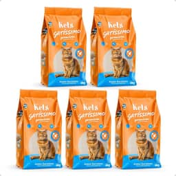 Kit 5 Areia Higiênica Sanitária Grão Fino Para Gatos 4kg Kets Gatissimo Sem Perfume Premium Natural Alfa Pet