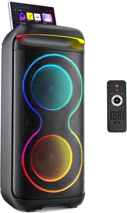 JYX Caixa de Som Grande para Adultos, Partybox com Luz de Disco LED, Suporte para Entrada BT/USB/AUX/Cartão TF/TWS, Remoto, Perfeita para Uso ao Ar Livre, Casa e Subwoofers de Palco, 6500mAh, 90V-240V