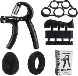 Kit de Fortalecimento de Mãos 5 em 1 Hand Grip Ajustável 5 a 60 kg, Ideal para Reabilitação e Fisioterapia Para Artrite, Tendinite e Treino Esportivo