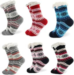 Kit 3 Pares Meias Forradas com Lã com Antiderrapante - Meia Quentinha para Inverno, Pé Aquecido no Frio