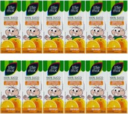 Kit com 12 Sucos de Laranja 100% Suco sem Adição de Açúcares 200mL - Life Mix