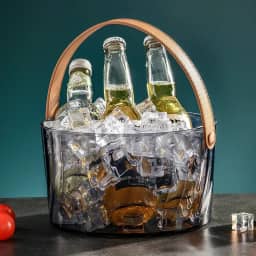 Balde de Cerveja Moderno em Acrílico com Alça de Couro, 4 Litros, Cinza