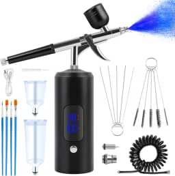 Kalolary Kit De Aerógrafo 38 Psi Com Compressor, Compressor Recarregável Alta Pressão Para Barbeiro, Arte Em Unhas, Decoração Bolos, Maquiagem, Pintura Modelos (Preto)