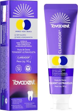 TOYADENT Pasta de Dente Roxa Clareadora e Reparadora 90g, Hálito Fresco, Com Flúor, Sabor Rum e Hortelã, Suave e Sem Aditivos, 1 Unidade