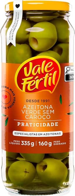 Vale Fértil Azeitona Verde Em Conserva Sem Caroço Vidro 160G Pequeno