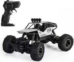 Carrinho De Controle Remoto 4x4 Monster Truck Rock Crawler 4WD Hight Speed Brush Off-Road Truggy + Bateria Extra (Prata)