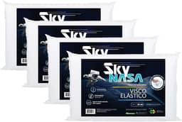 Nap Kit 4 peças Travesseiro Nasa Sky Viscoelástico Altura 10cm Visco D40 Premium Capa 100% algodão para fronhas 50x70cm - Branco