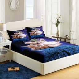 AILONEN Lençol com elástico para gatos, lençóis de cama com tema de gato para meninas e crianças, conjunto de lençóis de solteiro para gatos para adolescentes, lençóis de cama de gato, conjunto de decoração de cama (1 lençol com elástico e 2 fronhas, 3 peças)