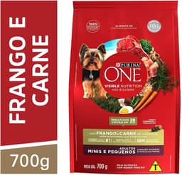 Ração Cães Adultos Pequenos PURINA ONE Frango e Carne 700g