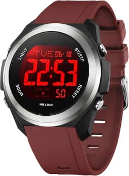 findtime Relógios femininos com luz traseira digital LED com visor duplo de fuso horário, alarme, cronômetro, ultrafino, colorido