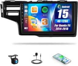 Rádio veicular Andriod 4G + 128G para Honda Fit 2014-2018 com tela sensível ao toque de celular CarPlay Android Auto de 23 cm com microfone de câmera de backup WiFi de navegação GPS