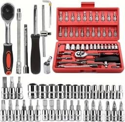 Kit 46 Chave Catraca Jogo De Soquetes Allen Torx Ferramentas catraca soquete de 1/4 barra de extensão