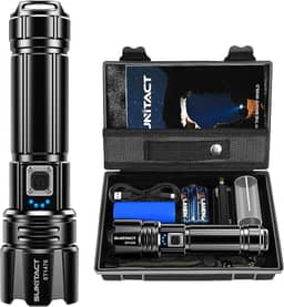 Lanterna Led Recarregável, Lanterna Tatica Militar 10000 Lumens XHP70.2 Lanterna a Pilha, USB Lanternas Taticas Super Potentes Led Recarregavel, Ideal para Camping, Pesca e Emergências