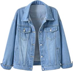 Jaqueta Jeans Feminina Boyfriend Manga Longa Solta Moda Casaco de Transição Primavera Outono com Botão