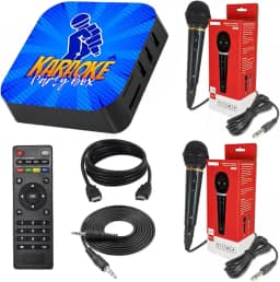 Karaoke Party Box Profissional Azul +2 Microfones +de 2000 Músicas Com Pontuação E Lista De Espera ORIGINAL NOVO