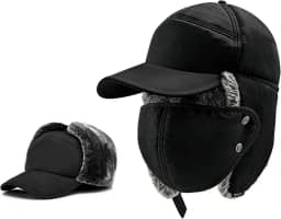 Chapéu de caçador de inverno - chapéus térmicos removíveis máscara e abas de orelha, boné de inverno russo forrado com lã masculino neve esqui caça ciclismo