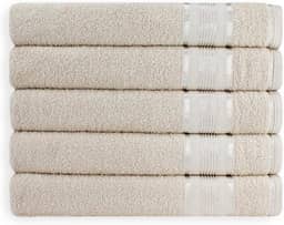 Kit 05 Toalhas de Rosto Gigante Egito 100% Algodão 45x80cm 350g/m² Padrão Hotel (Bege)