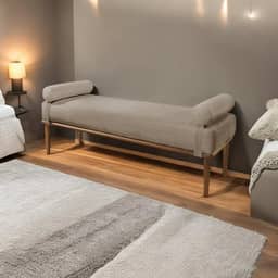 Recamier Puff Luxo Madeira Maciça Berlim Cappuccino