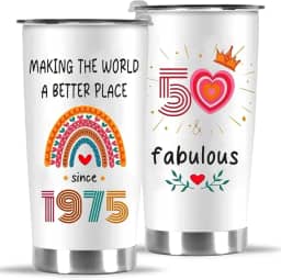 Presentes de aniversário de 50 anos para ela, presente de aniversário de 1975 para mulheres - presente de ano novo para mulheres de 1975 - presente fabuloso para mulheres, amigas, mães,