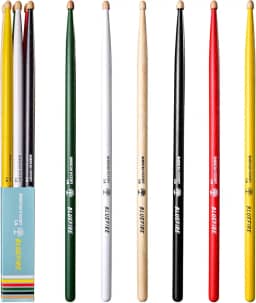6 bastões/3 pares de baquetas 5A (cor sortida), baquetas clássicas de 5A, baquetas de nogueira com pontas de bolota, para bateria acústica ou eletrônica, baqueta Bluefire, peso correspondente.