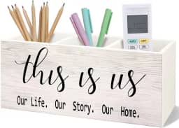 Suporte de lápis de madeira para caneta, decoração de marcador, presente para casais, mesa de trabalho, This Is Us Our Life Story Our Home, porta escova de dentes, de madeira, para penteadeira