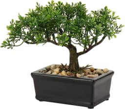 Bonsai artificial de zimbro, plantas falsas para ambientes internos, pequenas plantas falsas, decoração com vasos de cerâmica para casa, mesa, escritório, banheiro, prateleira, quarto, sala de estar,