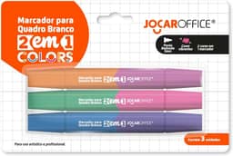MARCADOR PARA QUADRO BRANCO 2 EM 1 CORES VIBRANTES - BLISTER C/ 3 UND JOCAR OFFICE