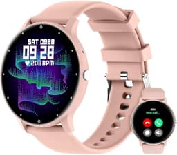 Smartwatch Relógio Inteligente Tela Full Touch 1.28" Resistente à Água IP67 com Faz e Recebe Ligações, Modos Esportivos e Recebimento de Notificações‎(2 tiras) (cor-de-rosa)
