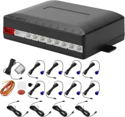 Sistema de radar de backup reverso de veículo automotivo LCD Display de distância Sensores de estacionamento reverso detecção de distância 8 sensores de estacionamento azul