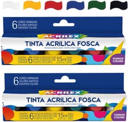 Kit Com 2 Caixas Pintura Acrílica Mate 6 Cores Tinta 15ml 03506 Acrilex – Para Artesanato e Pinturas Diversas Indicada Para Uso Em Madeira, Papel, Cerâmica, Isopor, Couro, Gesso, Cortiça, Vidro E Pet, Esta Tinta Proporciona Excelente Cobertura, Secagem Rápida E Facilidade De Uso Em Seus Projetos Criativos