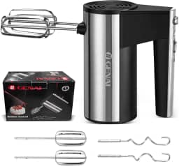 Batedor de Ovos Elétrico 200W, 5 Velocidades, Com Acessórios para Bater, Misturar e Sovar Massa, Ideal para Confeitaria e Uso Doméstico na Cozinha