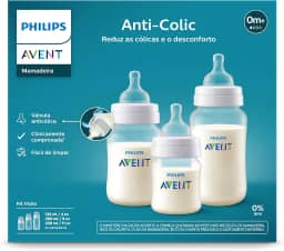 Kit Triplo Mamadeira Anti-Colic Philips Avent 125ml + 260ml + 330ml SCY119/18 Transparente