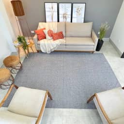 Tapete Retangular para Sala, 200x300cm, Felpa Baixa, Antiderrapante, Decorativo (Cinza Quadriculado)