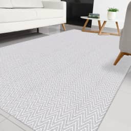 Tapete Sala de Algodão 1,40m x 2,00m Antiderrapante Decoração Boho Geométrico Chevron Rústico Artesanal de Tear Mescla Cinza Cru Minimalista Moderno Neutro