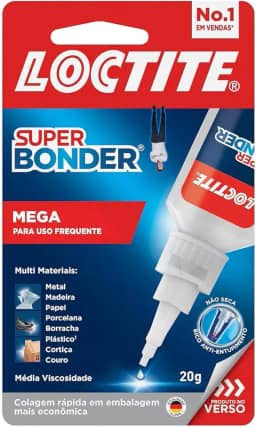 Loctite Super Bonder Mega, Adesivo instantâneo para reparos, Cola transparente para materiais diversos com acabamento profissional, 1x20g